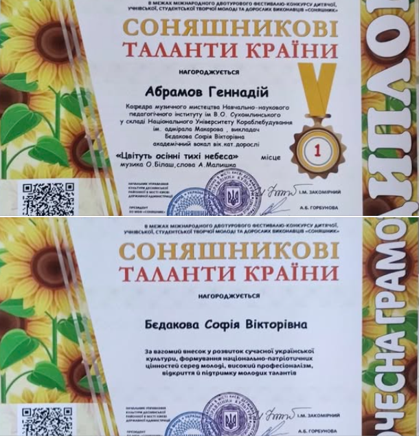 Вітаємо студента спеціальності «Музичне мистецтво» Абрамова Г. (керівник - Бєдакова С.В.)